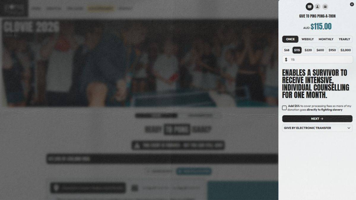 Ping-pong-a-thon Live-leaderboard fundraising platform — nonprofit website built by Transform Creative
