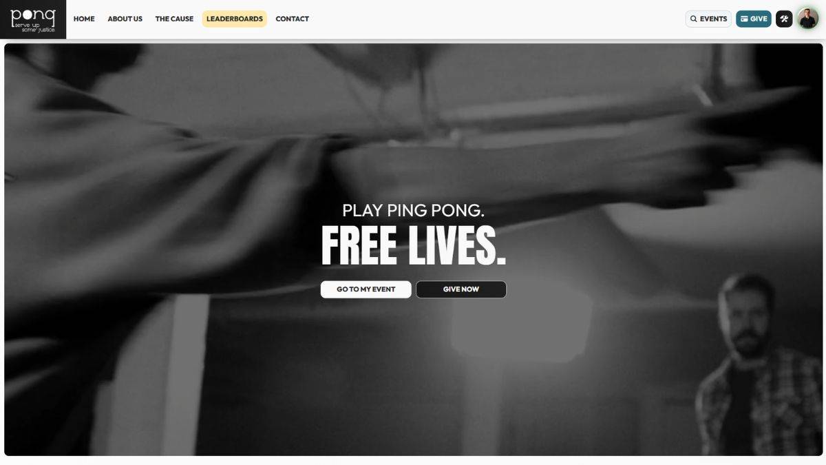 Ping-pong-a-thon Live-leaderboard fundraising platform — nonprofit website built by Transform Creative